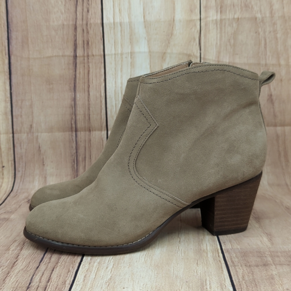 LANDS' END Harris Suede Ankle Boots Maplewood Beige Size 8